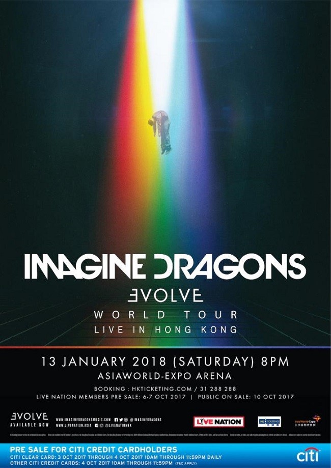 Imagine Dragons 香港演唱會 2018 官方宣傳海報 Poster